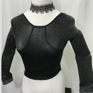 SPANX spandex arm tights, silver shimmer.